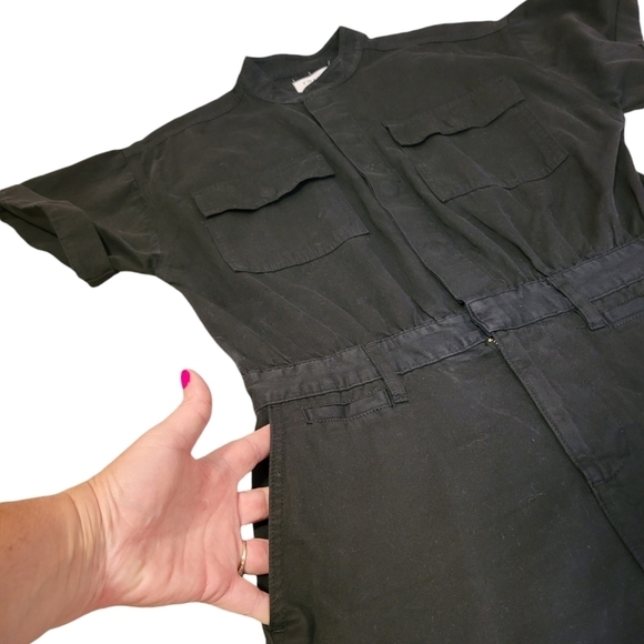 Frame Le Tomboy Dress Black Women's Size Small Button Snaps Pockets Mechanic - Picture 10 of 11